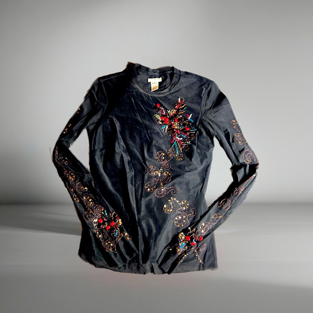 Very rare! Women’s Cache mesh embellished blouse size small